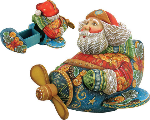 G. Debrekht Russian Santa Wooden Wine Bottle Box