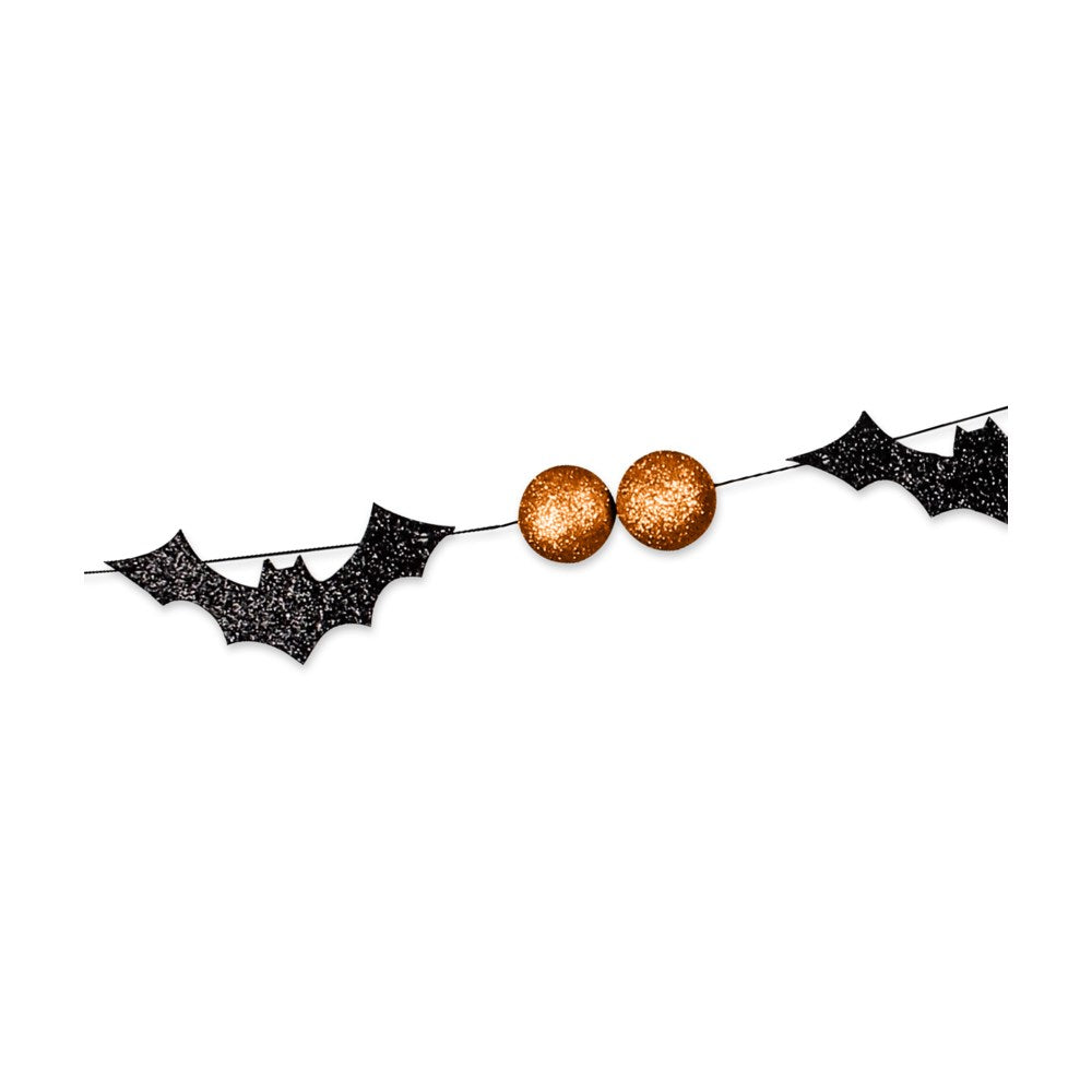 Glitter Bat & Orange Ball Garland