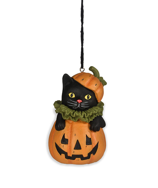 Bethany Lowe Halloween Cat in Jack O' Lantern Ornament - TheHolidayBarn.com