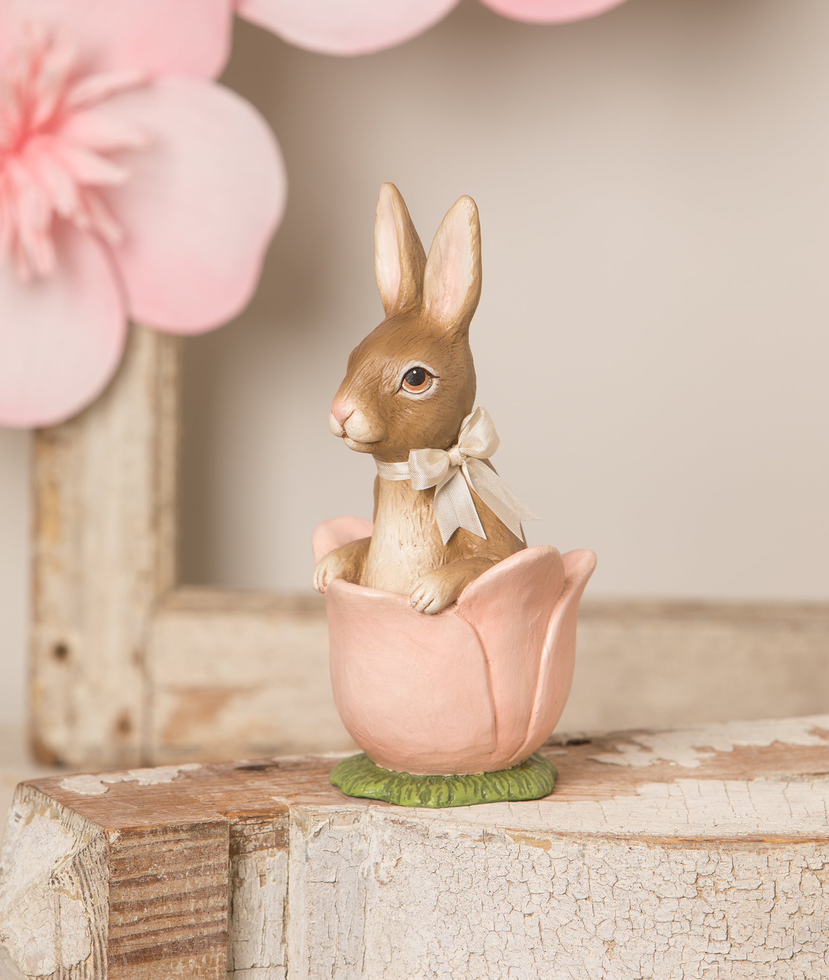 Tulip Bunny Rabbit Figurine