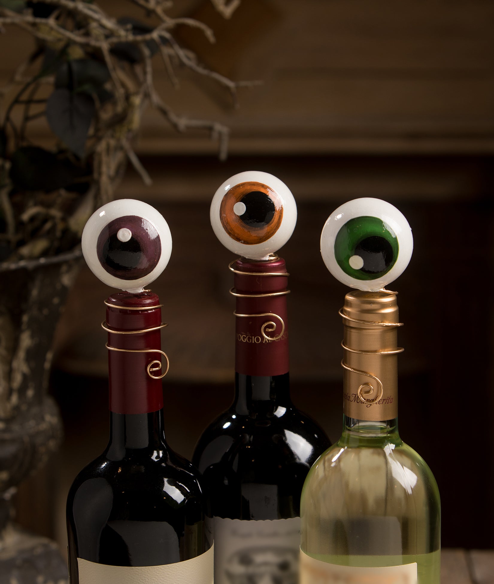 Eyeball Wine Bottle Adornments by Bethany Lowe Halloween