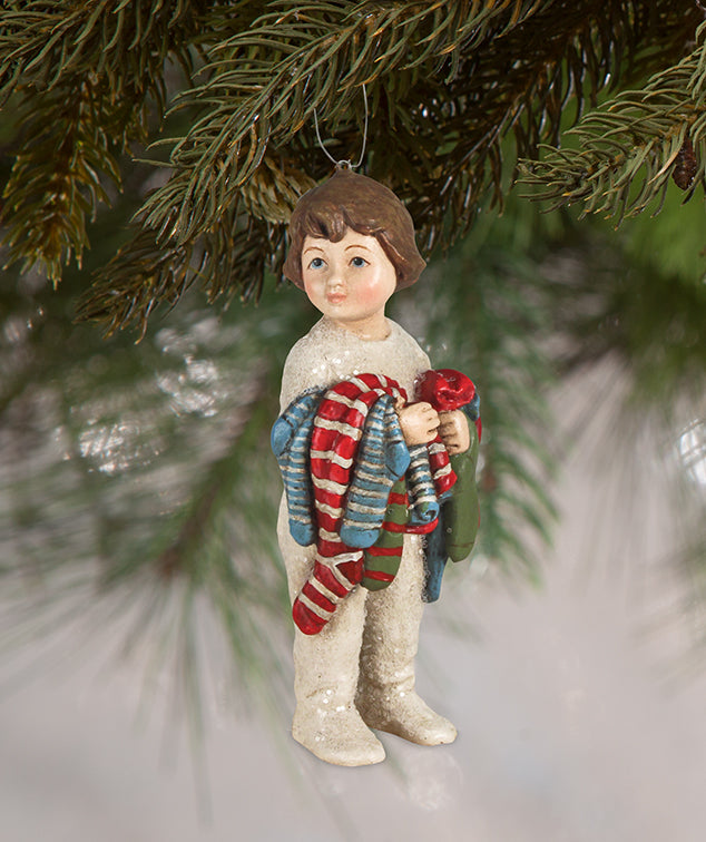 Fill My Stocking Girl Ornament - Saturday Evening Post Christmas