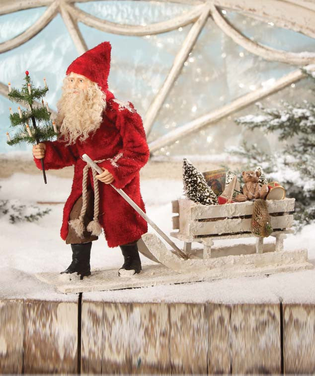 Bethany Lowe German Santa Pulling Sled - 2017 Christmas