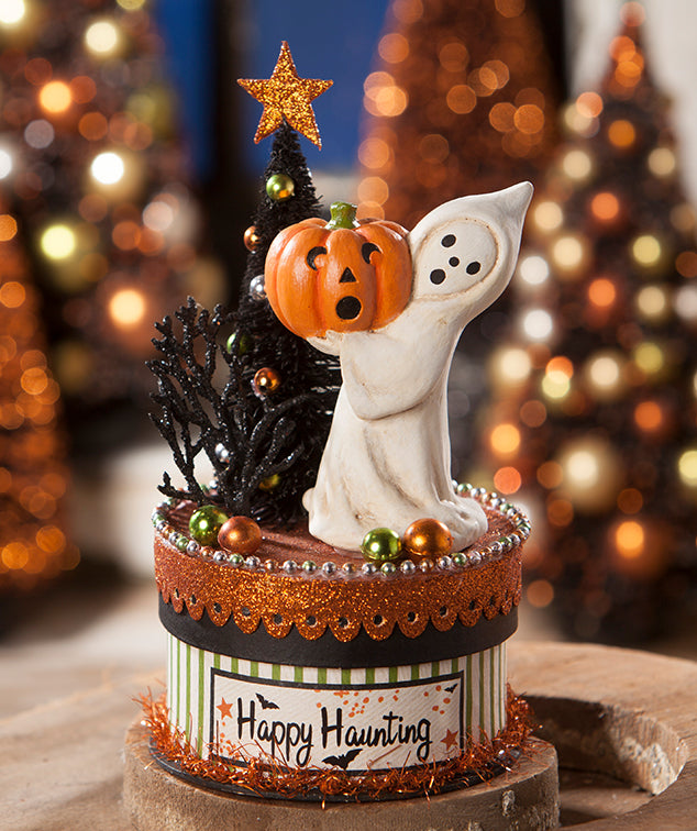 Bethany Lowe Happy Haunting Ghost on Box | Halloween Decorations