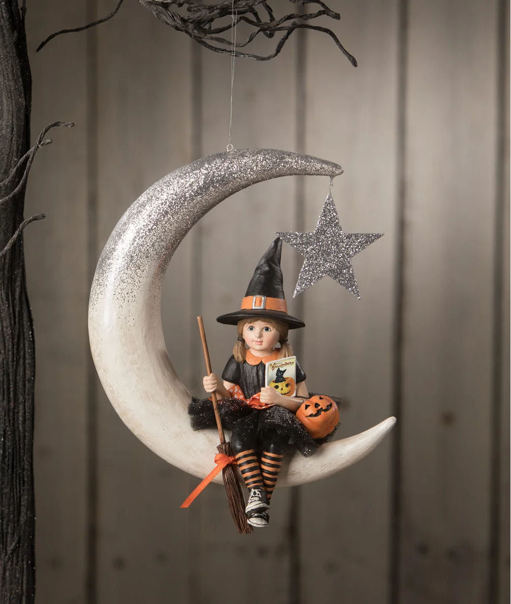 Little Fraya Witch on Moon by Bethany Lowe