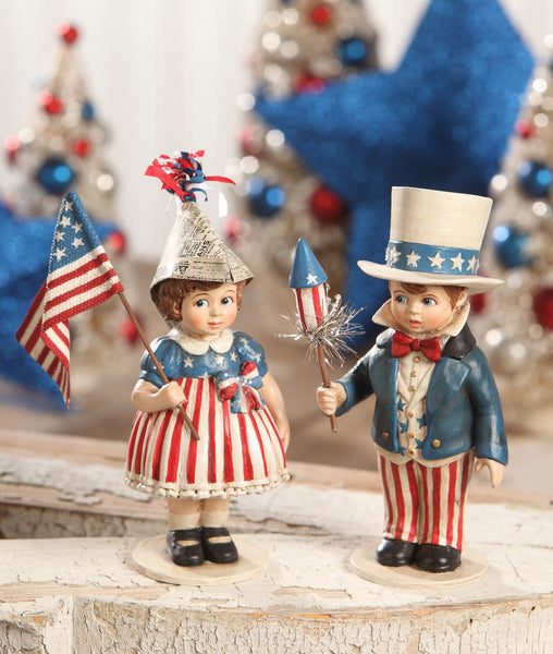 Sammy And Betsy By Bethany Lowe 4th Of July Patriotic Parade Figurines ...