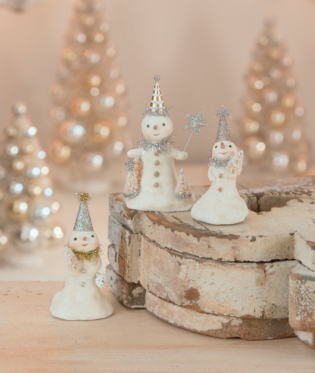 Mini Snowmen in Silver & Gold Christmas Colors