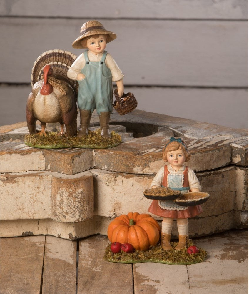 Bethany Lowe Thanksgiving Boy & Girl Figuries