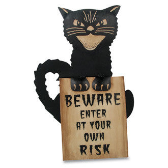Beware Sign Black Cat Sign
