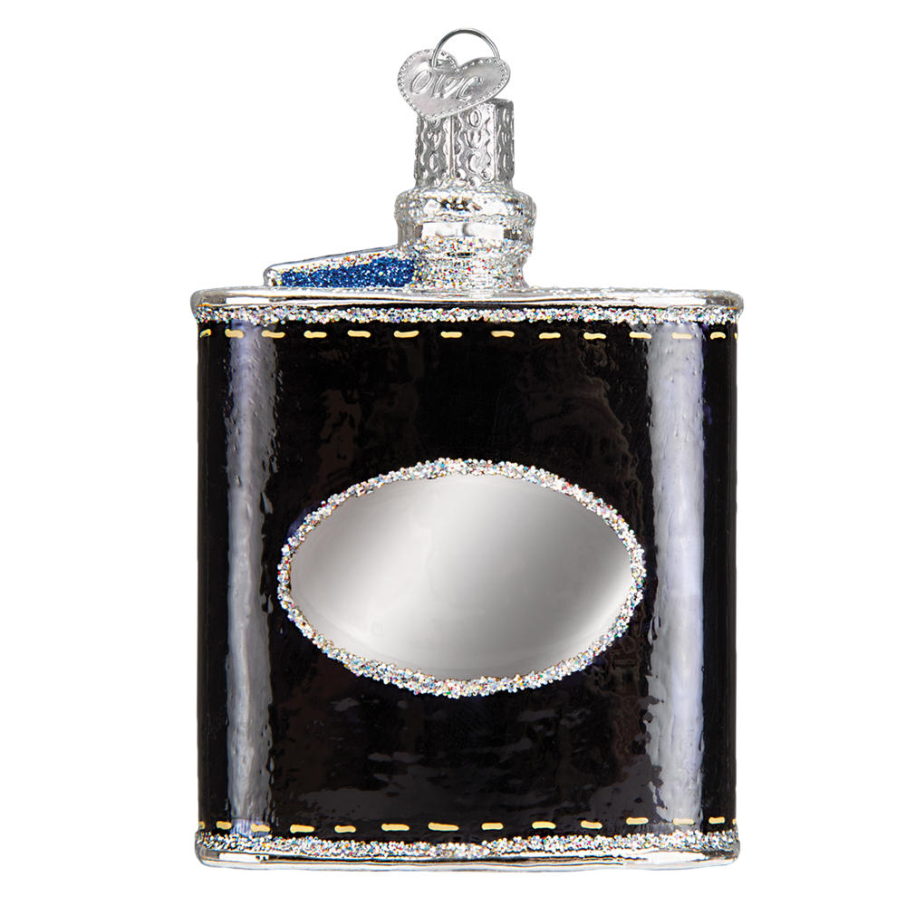 Black Flask Glass Christmas Ornament