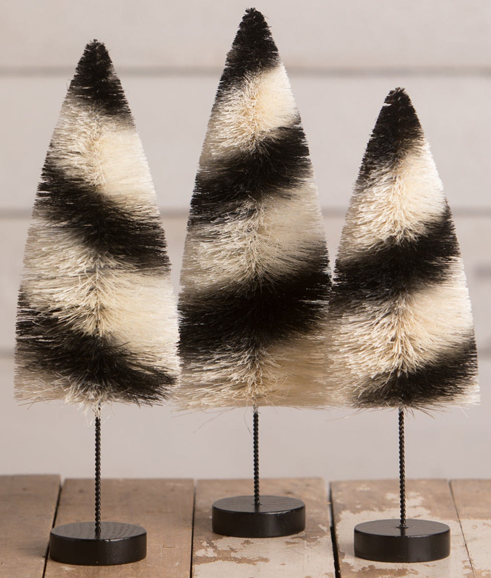 Black Stripes Delights Bottle Brush Trees by bethany Lowe