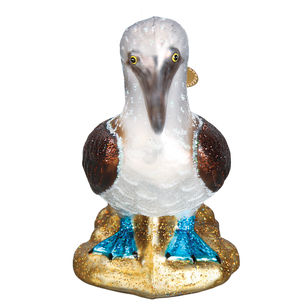 Blue Footed Booby Bird Glass Christmas Ornaments