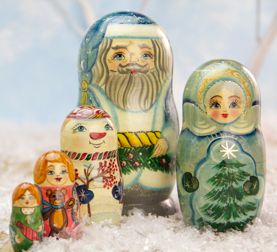 Blue Santa Russian Nesting Dolls TheHolidayBarn