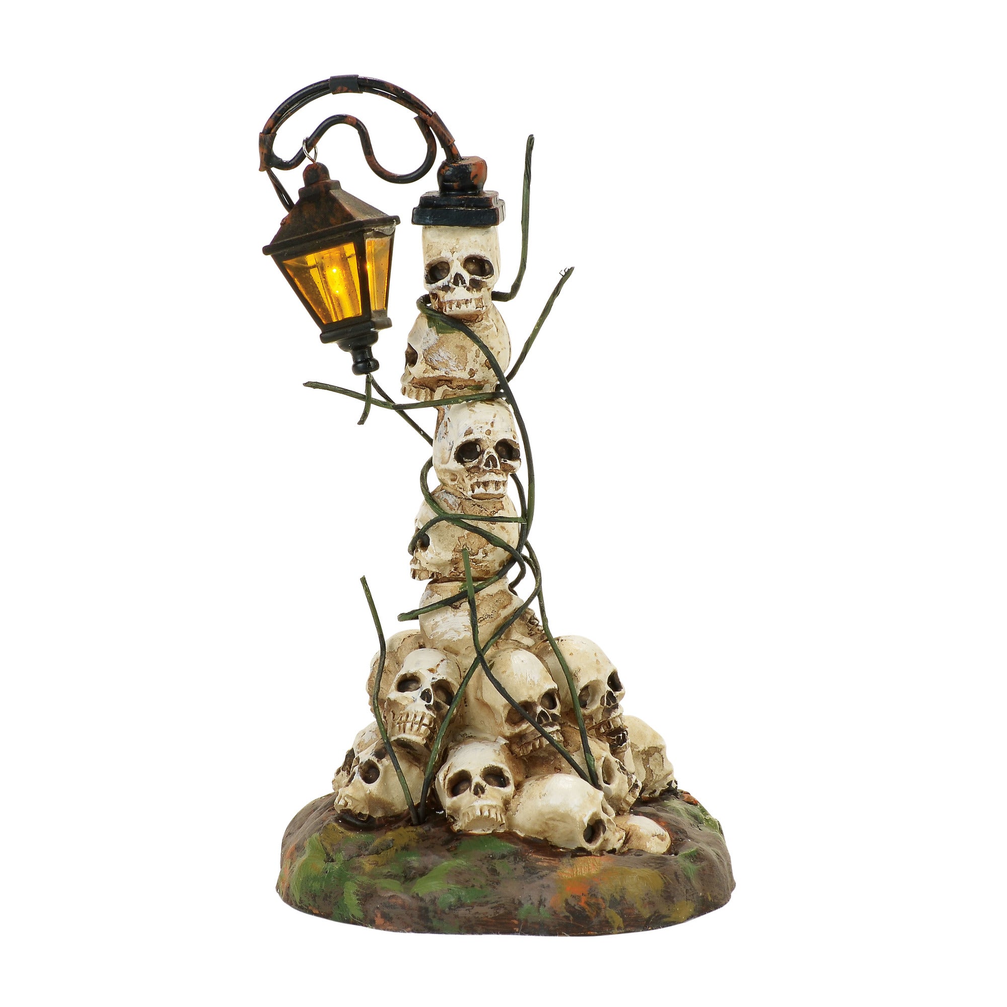 Boneyard Street Light - LED Lantern on Stack on Skulls