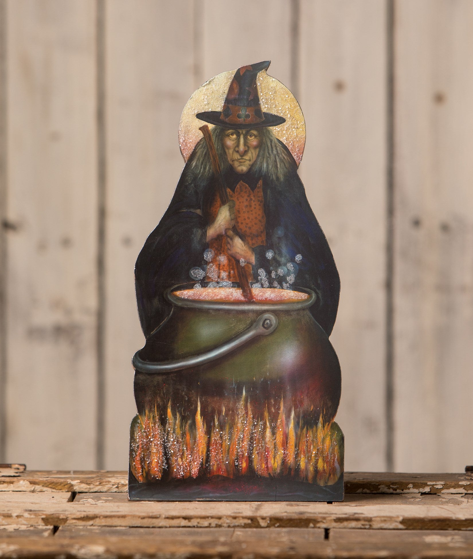 Bubble Bubble Toil & Trouble Witch Stirring Cauldron Dummy Board
