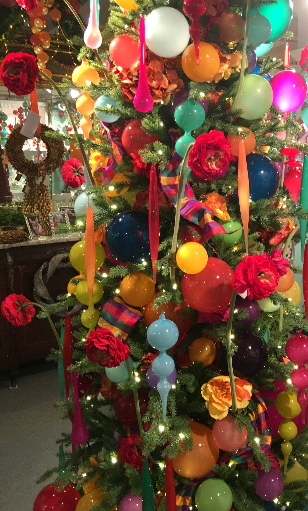 Jim Marvin Decorated Tree with Bubblegum Glass Ornaments