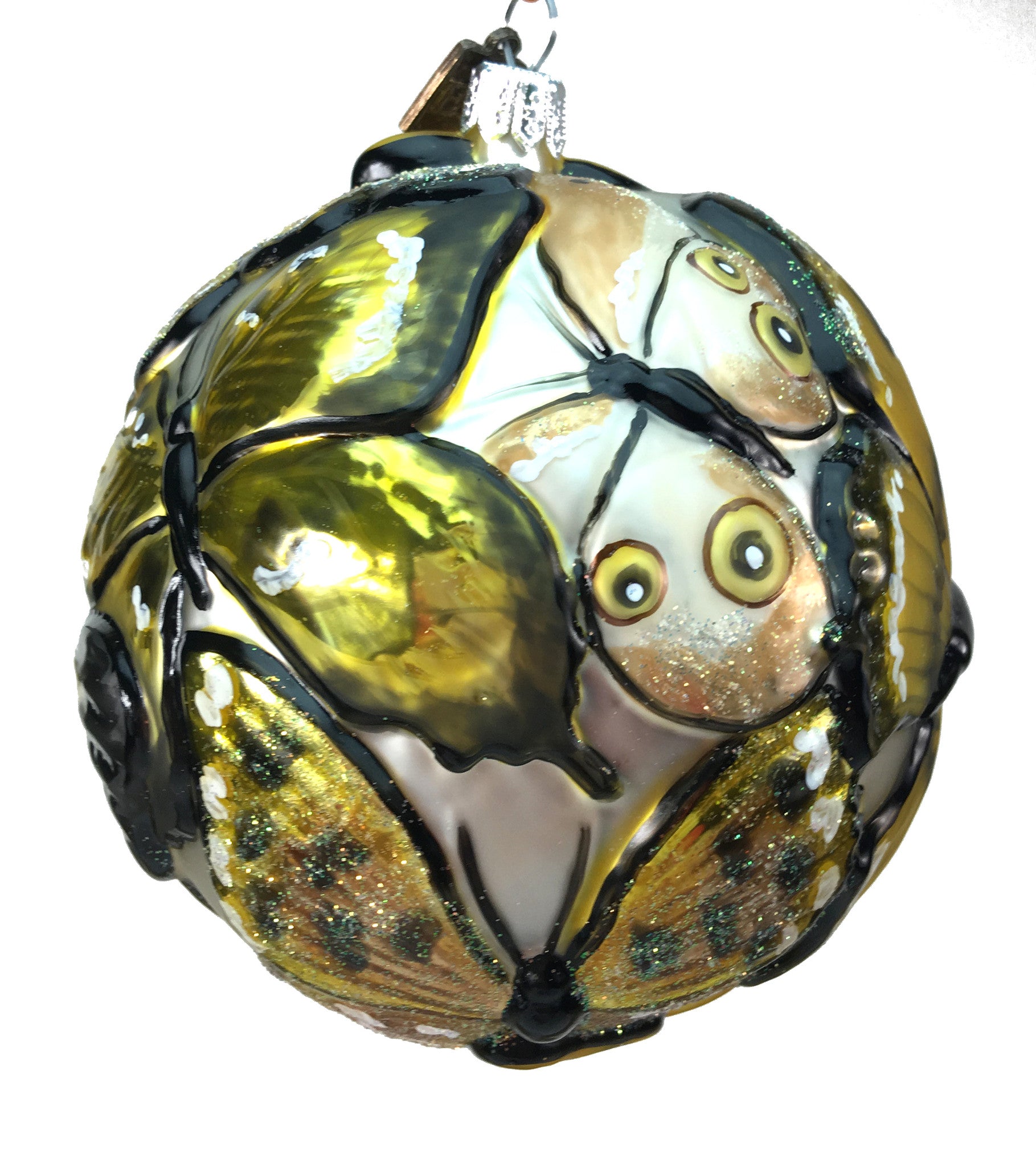Eric Cortina Yellow Butterfly Ball Glass Ornament