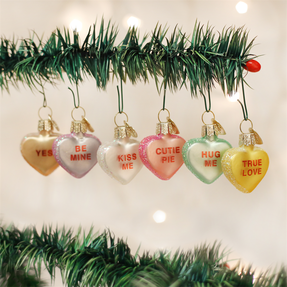 Valentine Candy Conversation Hearts Ornaments - Glass