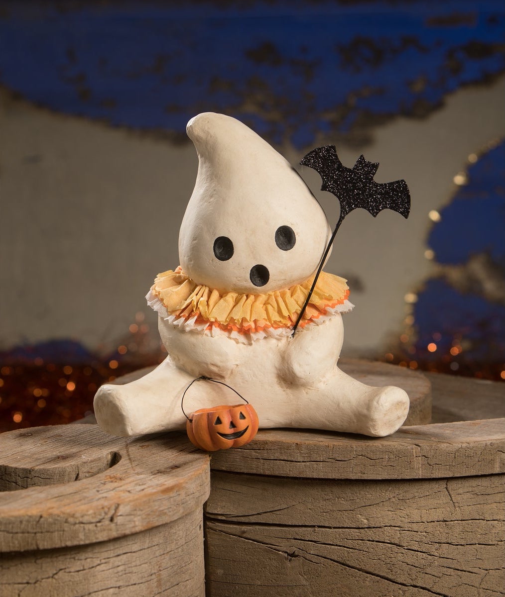 Candy Corn Collar Boo Ghost Figurine