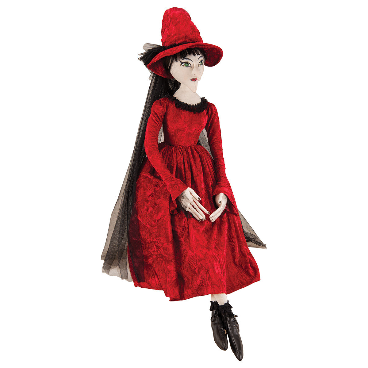 Joe Spencer Cassandra Witch in Red Dress - Cloth Halloween Doll