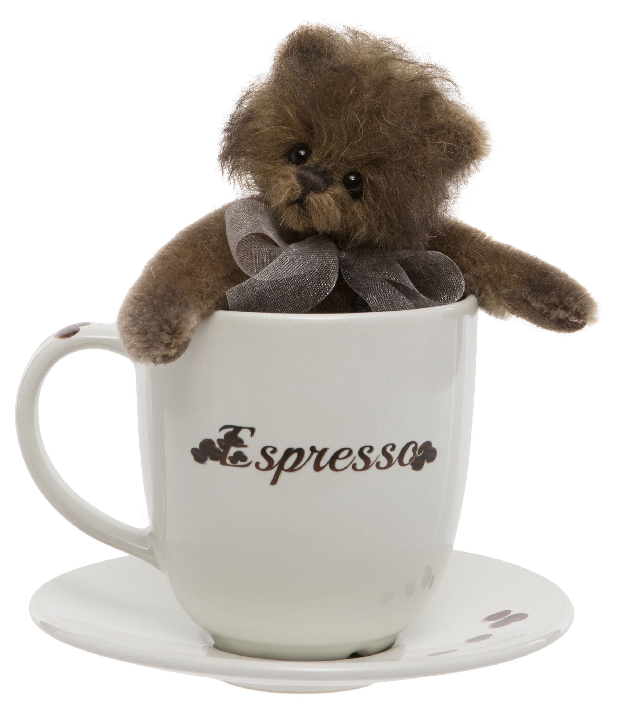 Charlie Bears Espresso Teddy Bear Cup and Saucer Gift Set