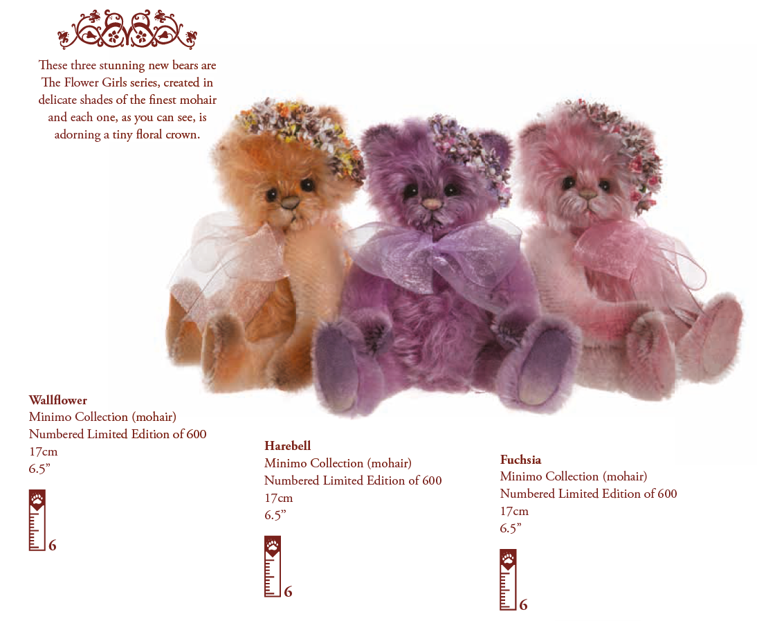 Charlie Bears Flower Girls, little teddy bears with flower crowns