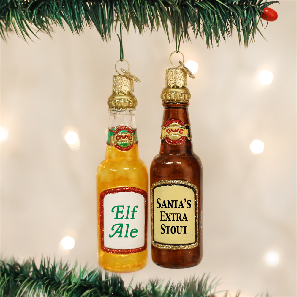 Christmas Beer Bottle Ornaments - Elf Ale & Santa's Extra Stout