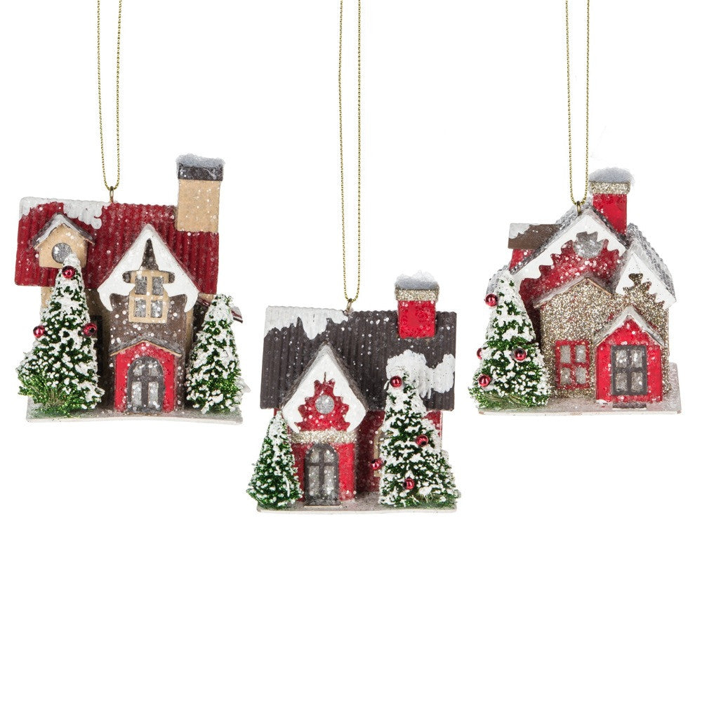 Christmas Putz House Ornaments with Led Lights