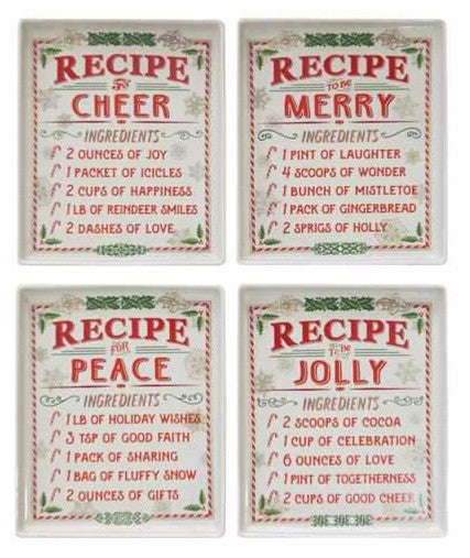 Christmas Recipe Plates for Cheer Merry Jolly & Peace