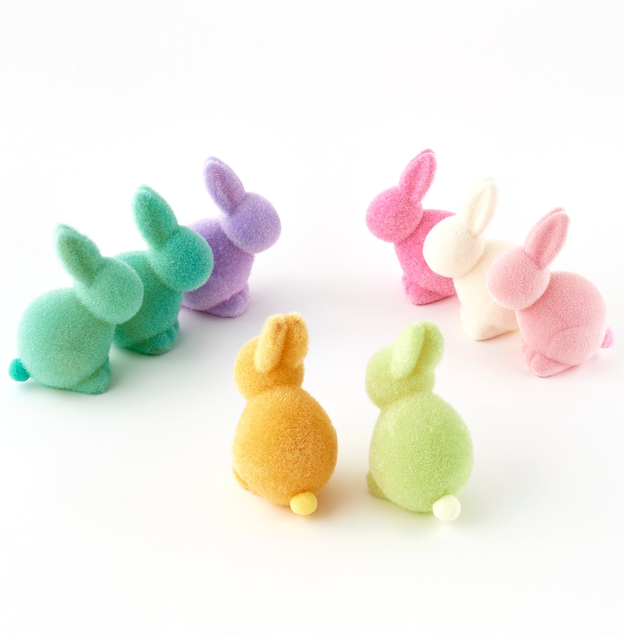 Flocked Easter Rabbits, pastel