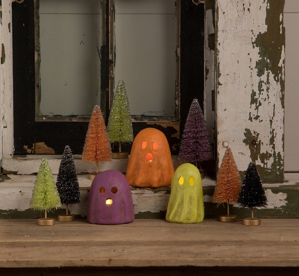 Colorful Mini Bottle Brush Trees with Ghosts