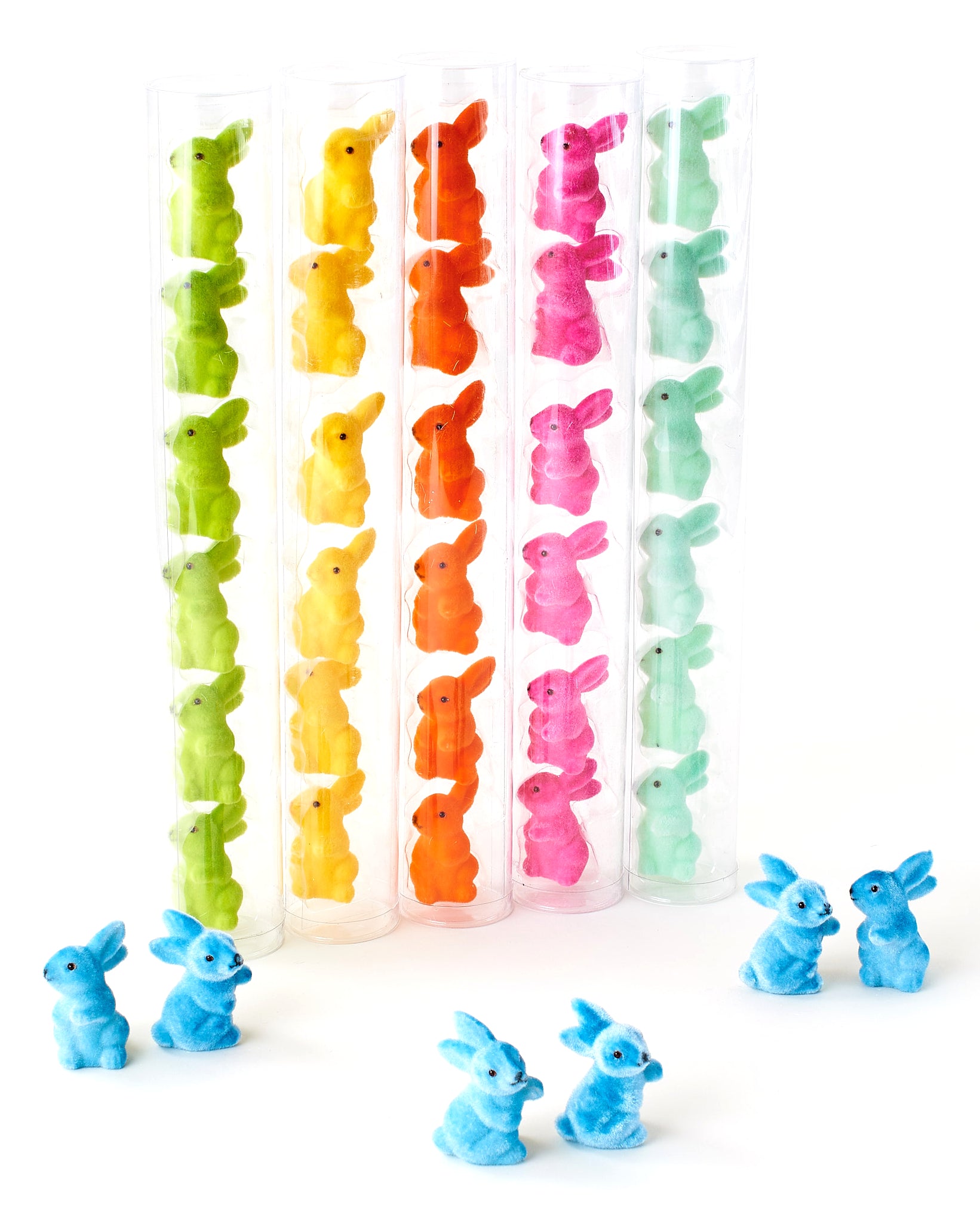 Colorful Flocked Bunny Rabbits