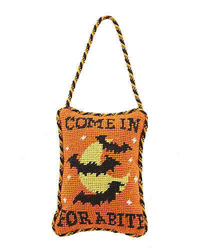 Come In For A Bite Halloween Door Hanger with Bats - Needlepoint