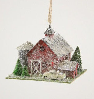 Country Barn with Farm Truck Ornament