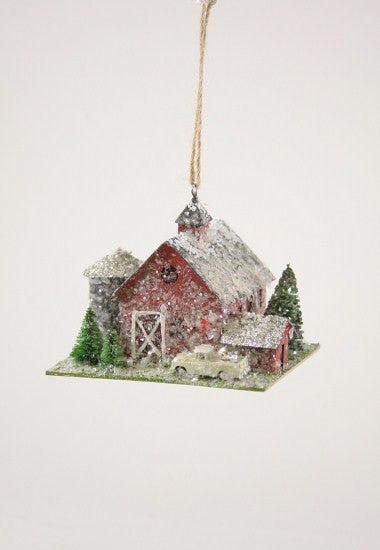 Country Barn with Farm Truck Ornament