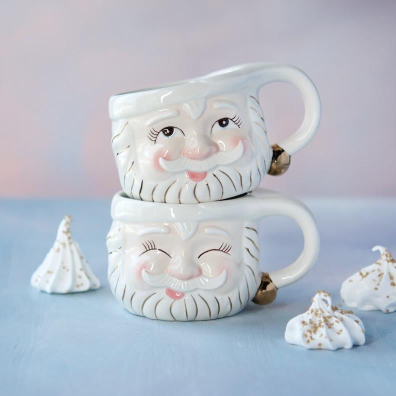 Cream Santa Mugs - VIntage Inspired Christmas Cups