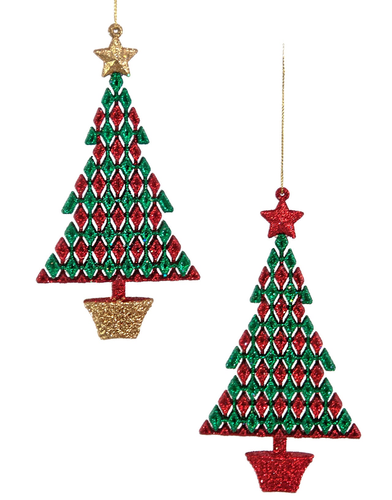 Diamond Pattern Retro Christmas Tree Ornaments