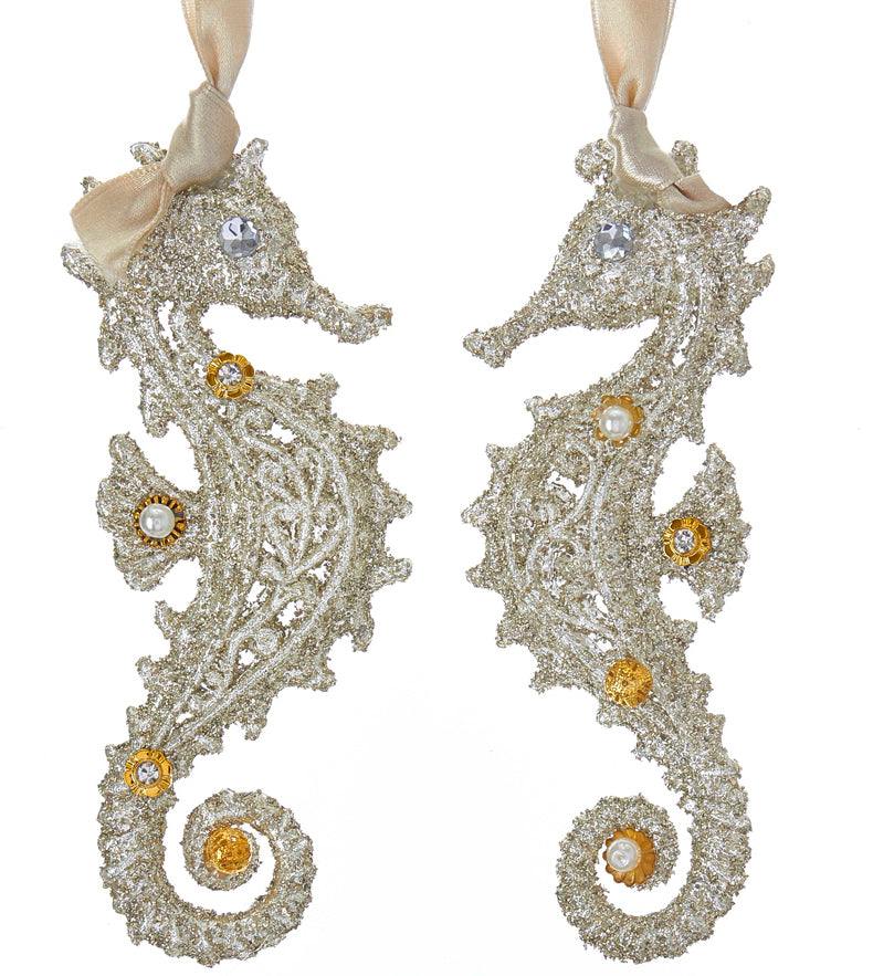Elegant Glitter Seahorse Ornaments