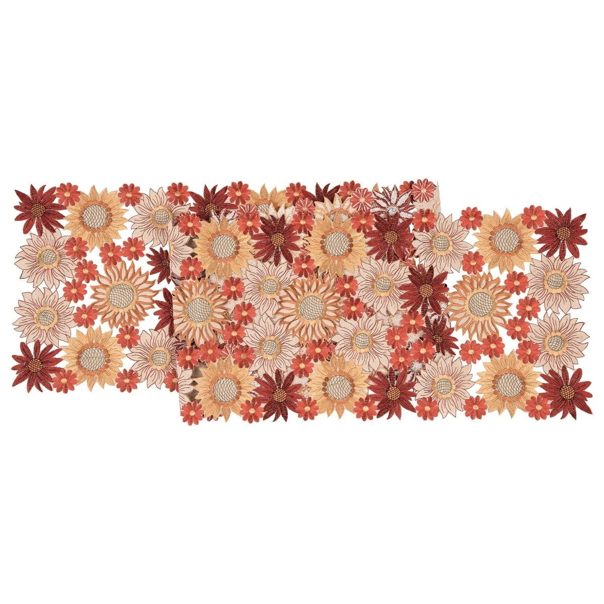 Fall Flowers Table Runner with embriodered sunflowers and mums