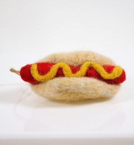 Famous Hot Dog Ornament - Wool Felted