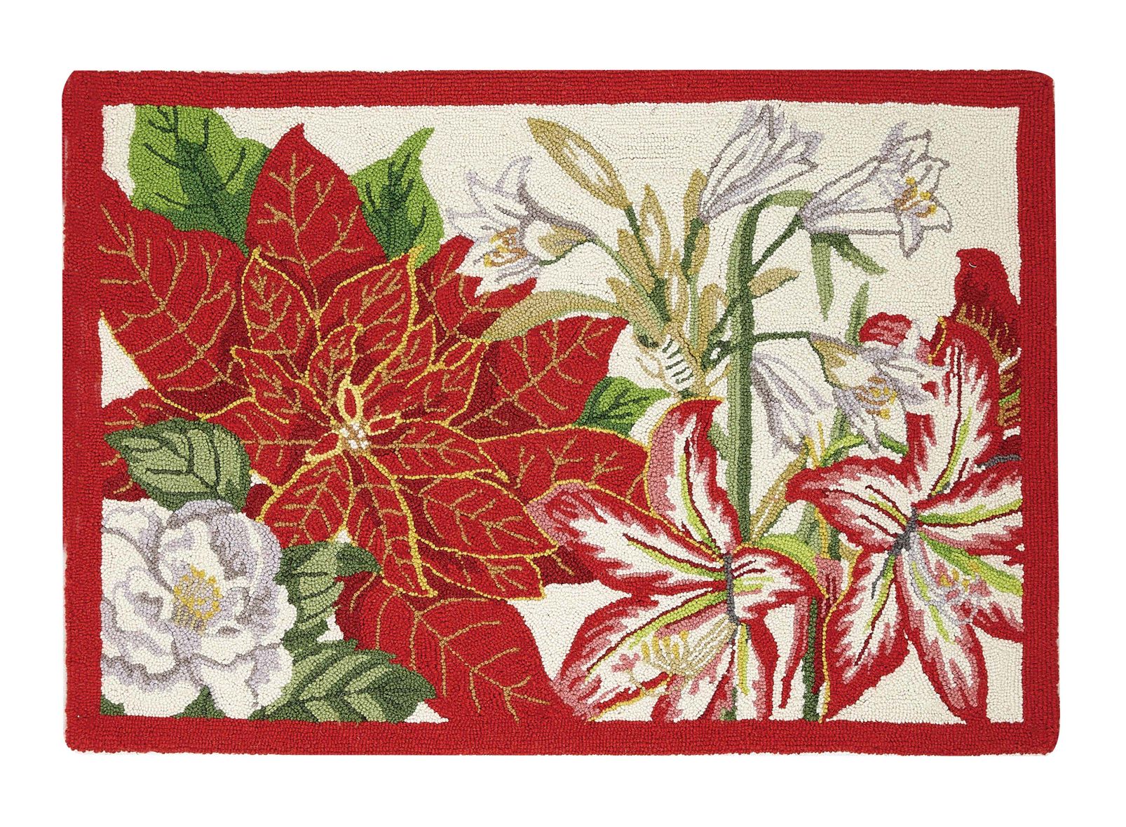 Festive Blooming Flowers Hooked Rug - TheHolidayBarn.com