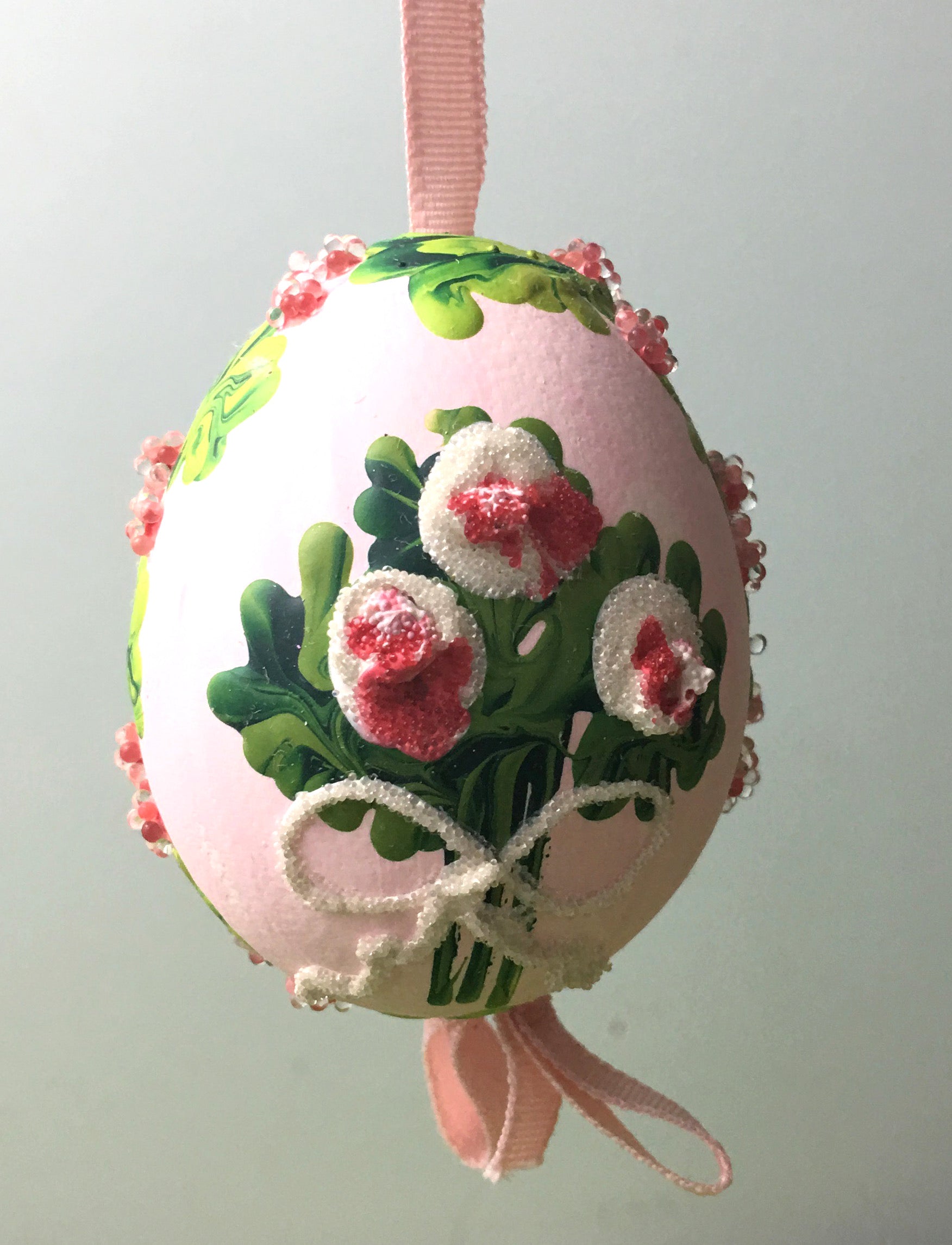 Pink Flower Bouquet Egg Ornament