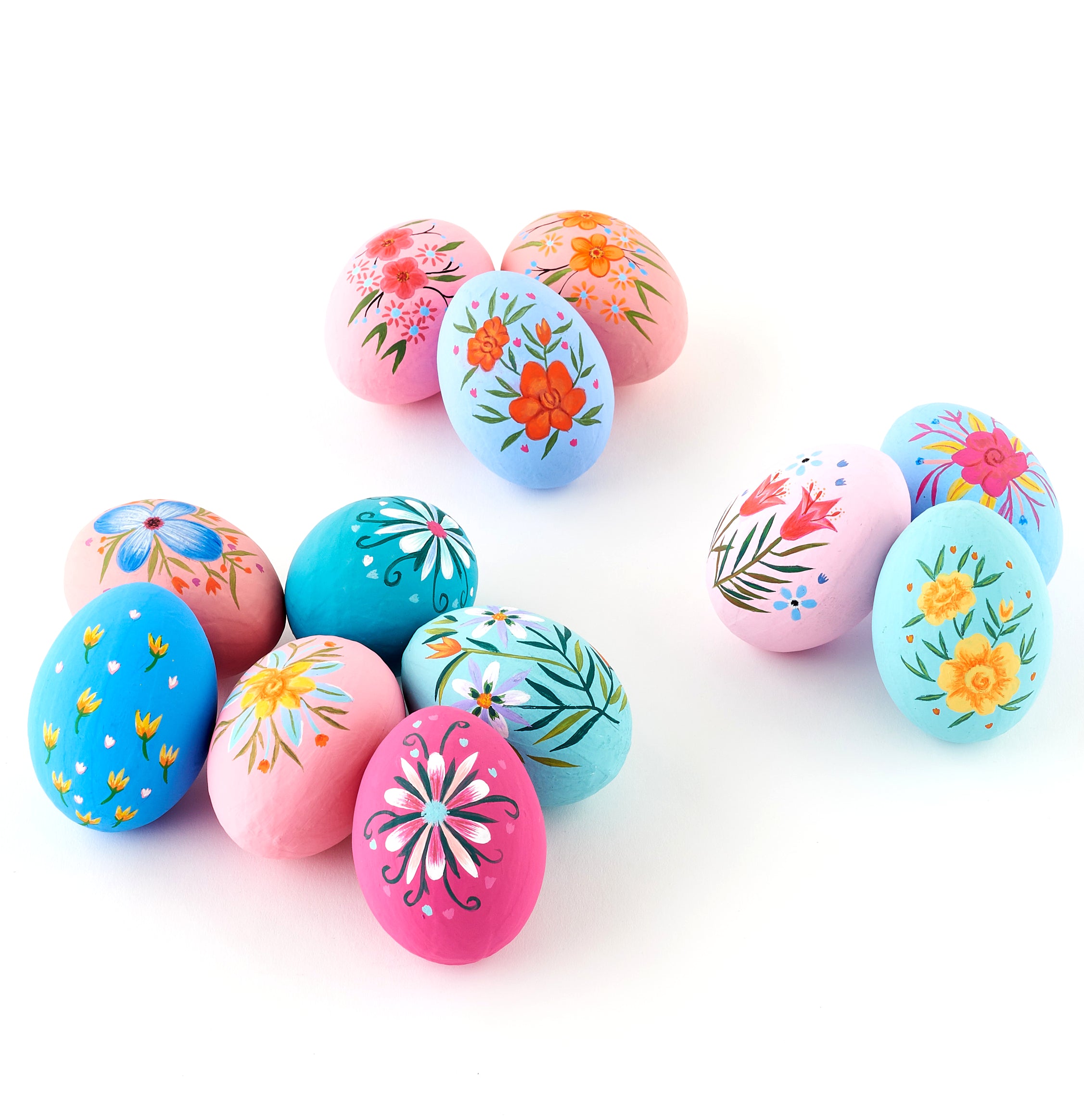 Paper Mache Flower Easter Eggs,Hand-Painted