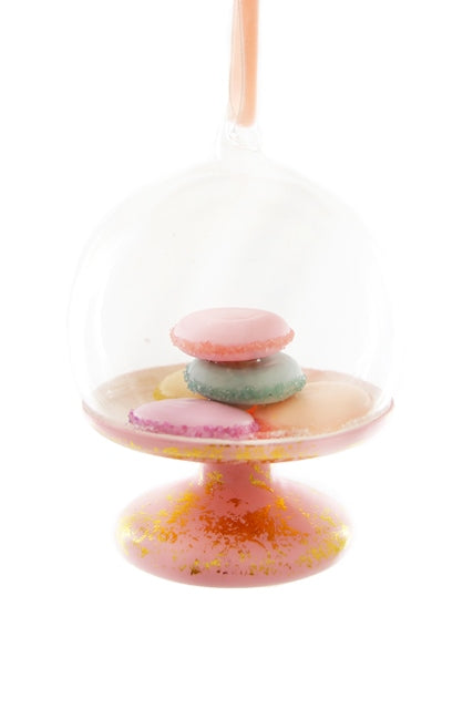 French Macaroons on Pink Pastry Plate