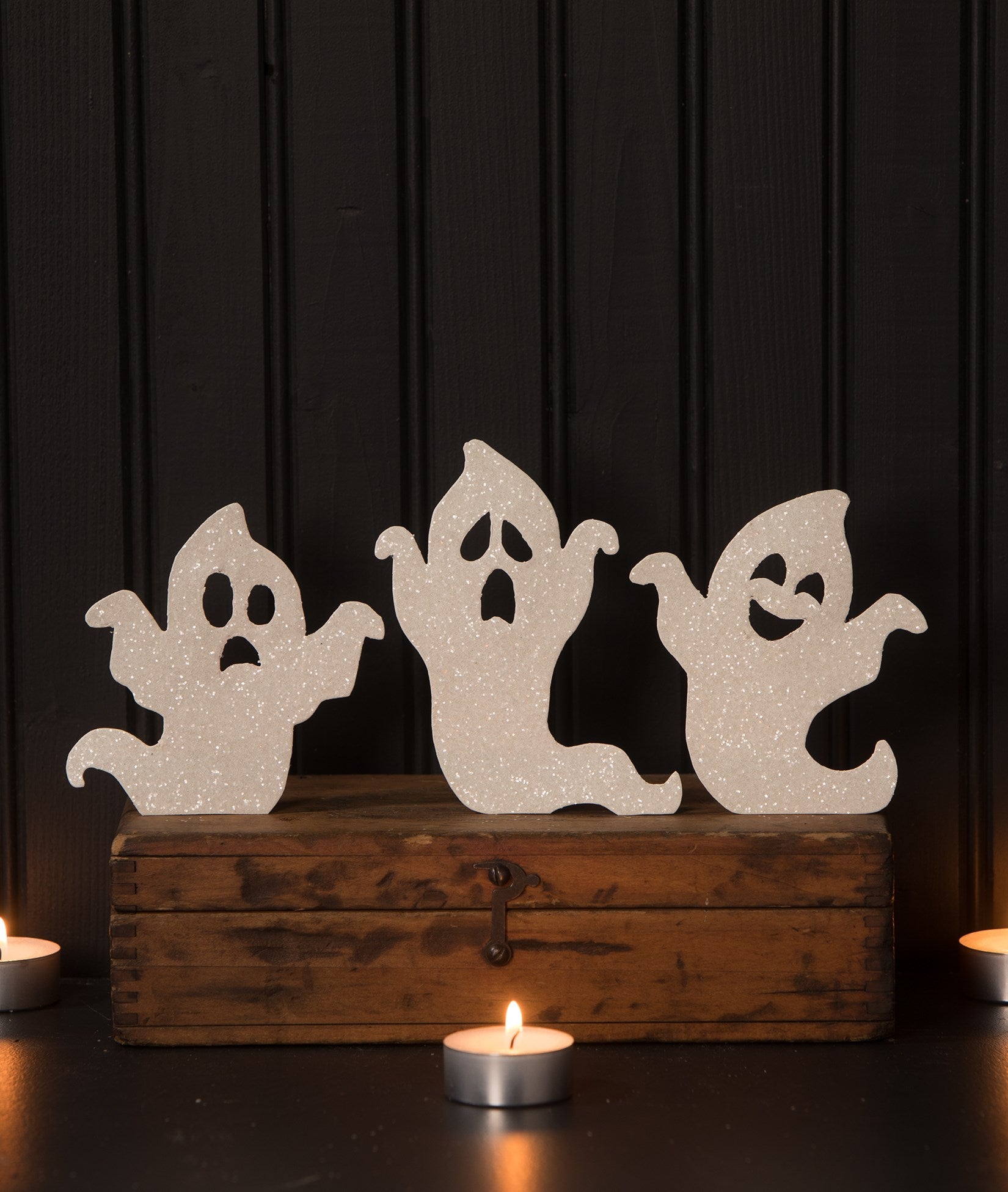 Ghost Silhouettes with Glitter, White