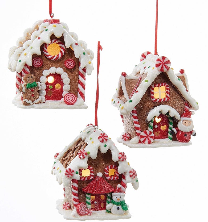 Gingerbread House Ornaments with Lights