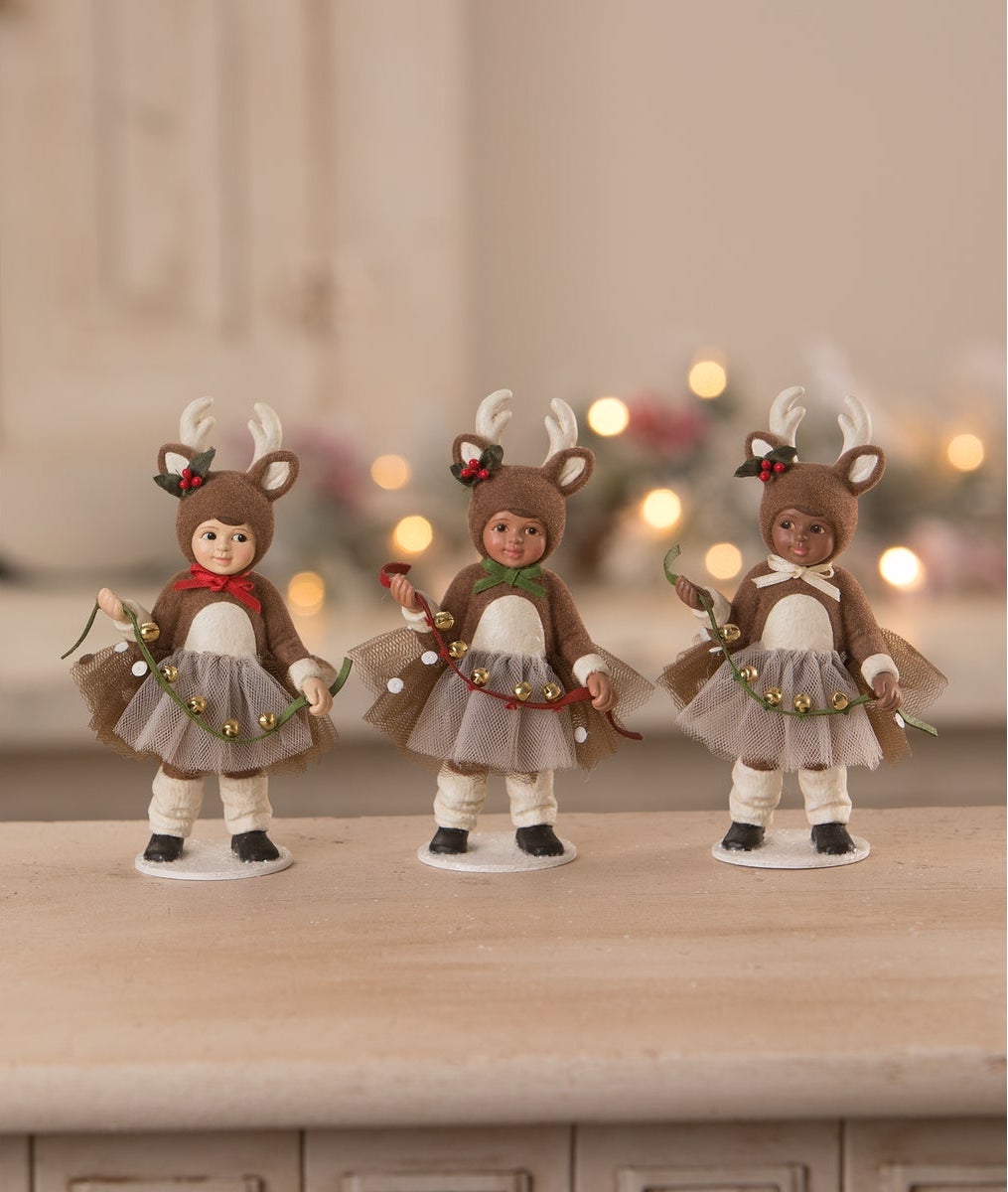Girls Dressed in Reindeer Costume, Christmas Figurines by Bethany Lowe