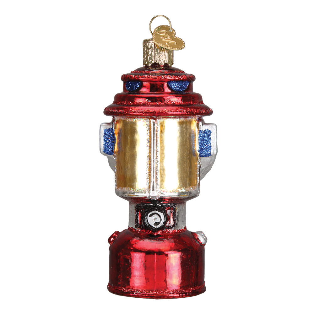 Red Camping Lantern - Glass Christmas Ornament
