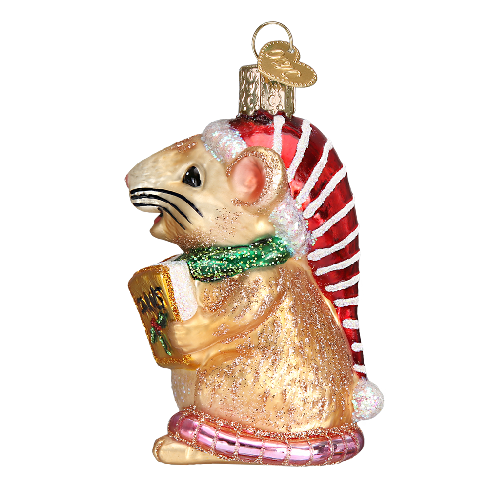 Christmas Mouse Glass Ornament