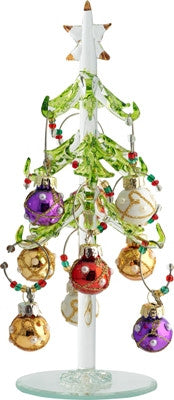 Glass Christmas Tree with Pearl Ornament Wine Charms